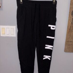Victoria’s Secret Pink Lightweight Skinny Collegiate Joggers Medium Black EUC